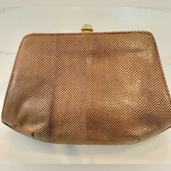 Snakeskin Tan with gold bottom clutch - Picture 1 of 5